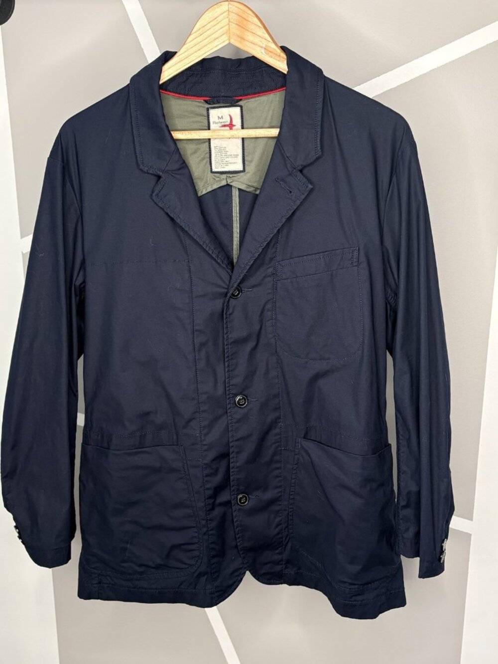 Relwen Huckberry Flyweight Flex Blazer Mens M Dark Navy Blue Unstructured Jacket